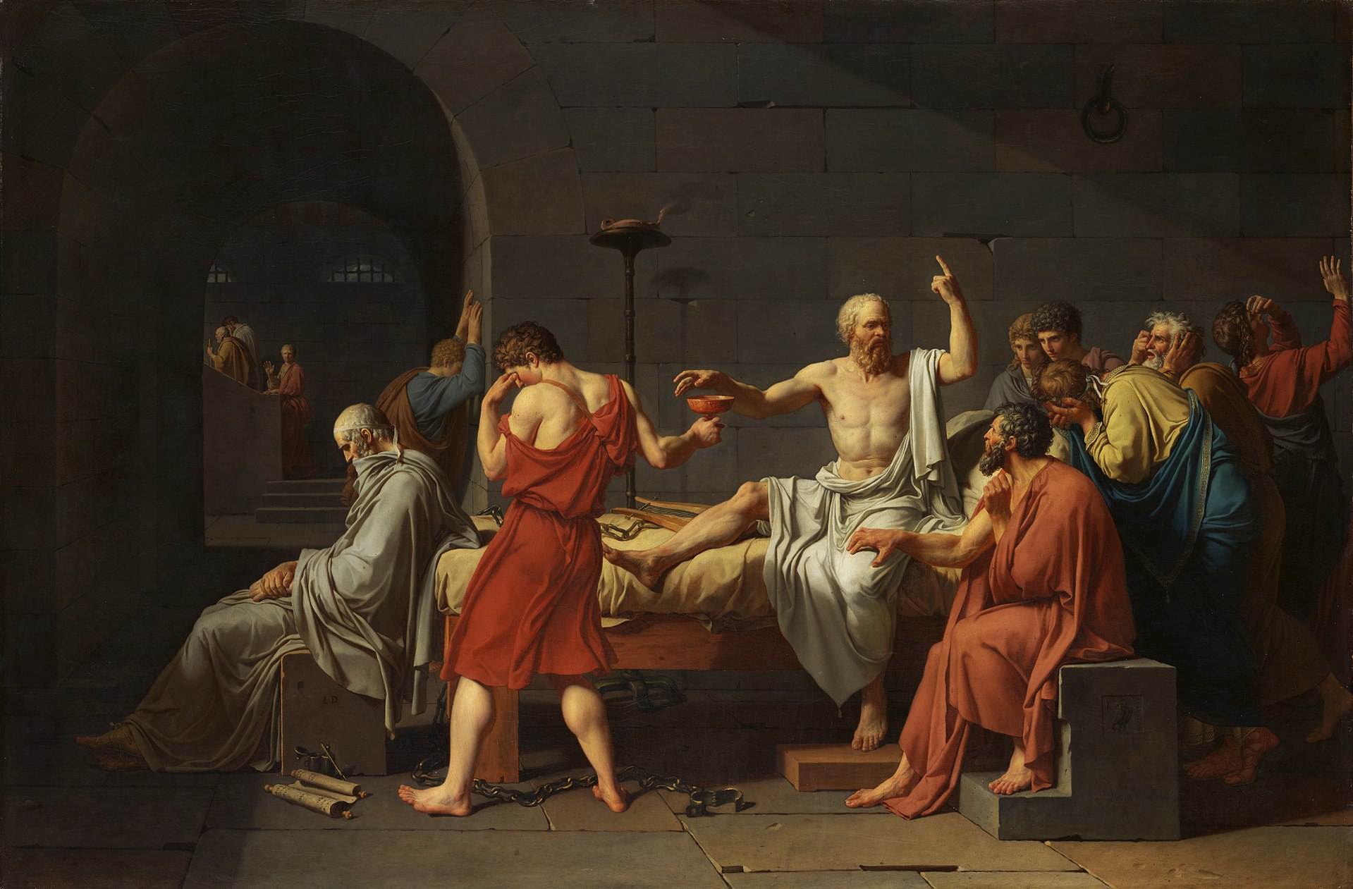 Jacques Louis David: The Death of Socrates. 1787. Oil on canvas. 129.5 x 196.2 cm. Catharine Lorillard Wolfe Collection.